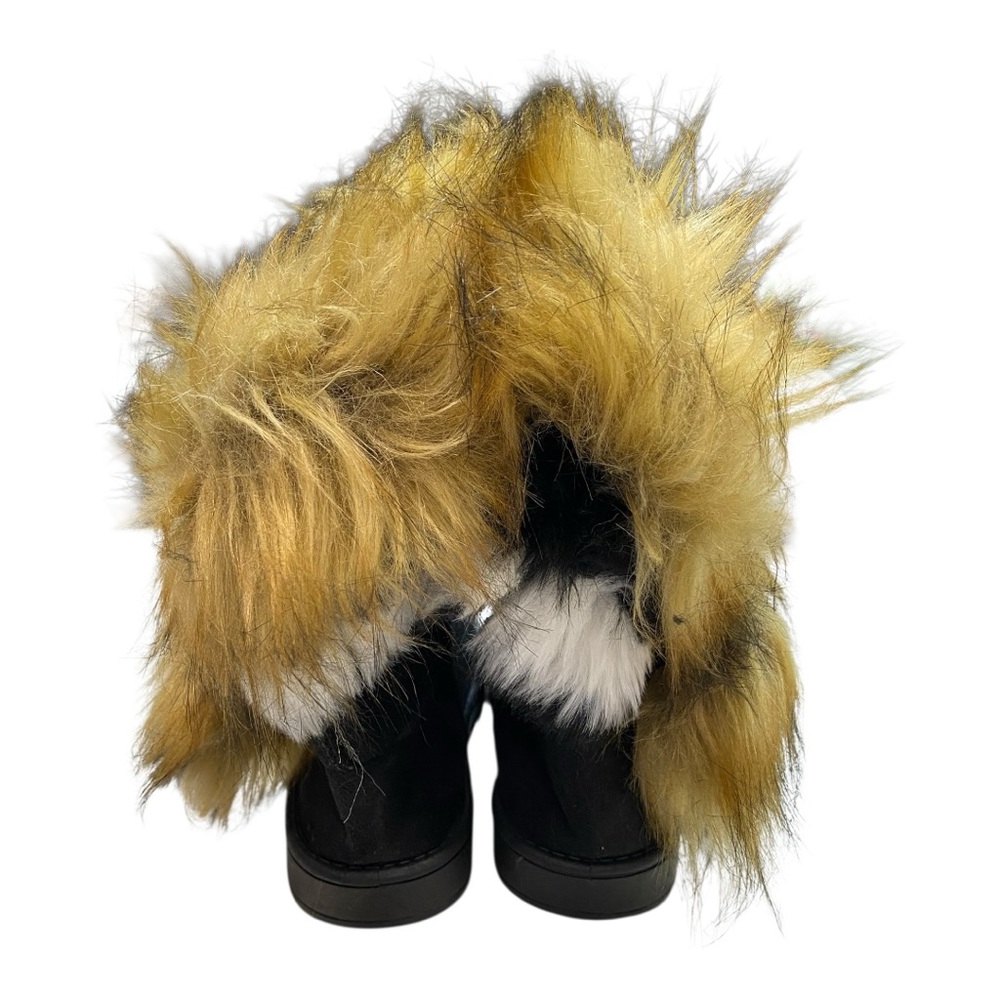 Black and Tan Fur-Trimmed Women's Boots NWOT - Picture 3 of 8